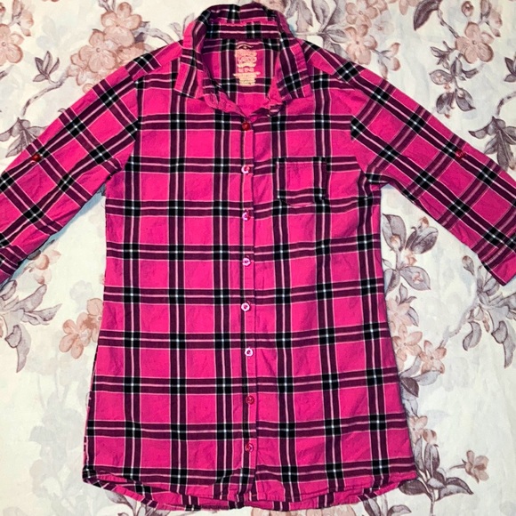 Girl’s Pink Plaid Button Down Shirt - Picture 2 of 5